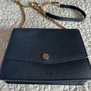 Tory Burch blue cross body Emerson chain combo bag